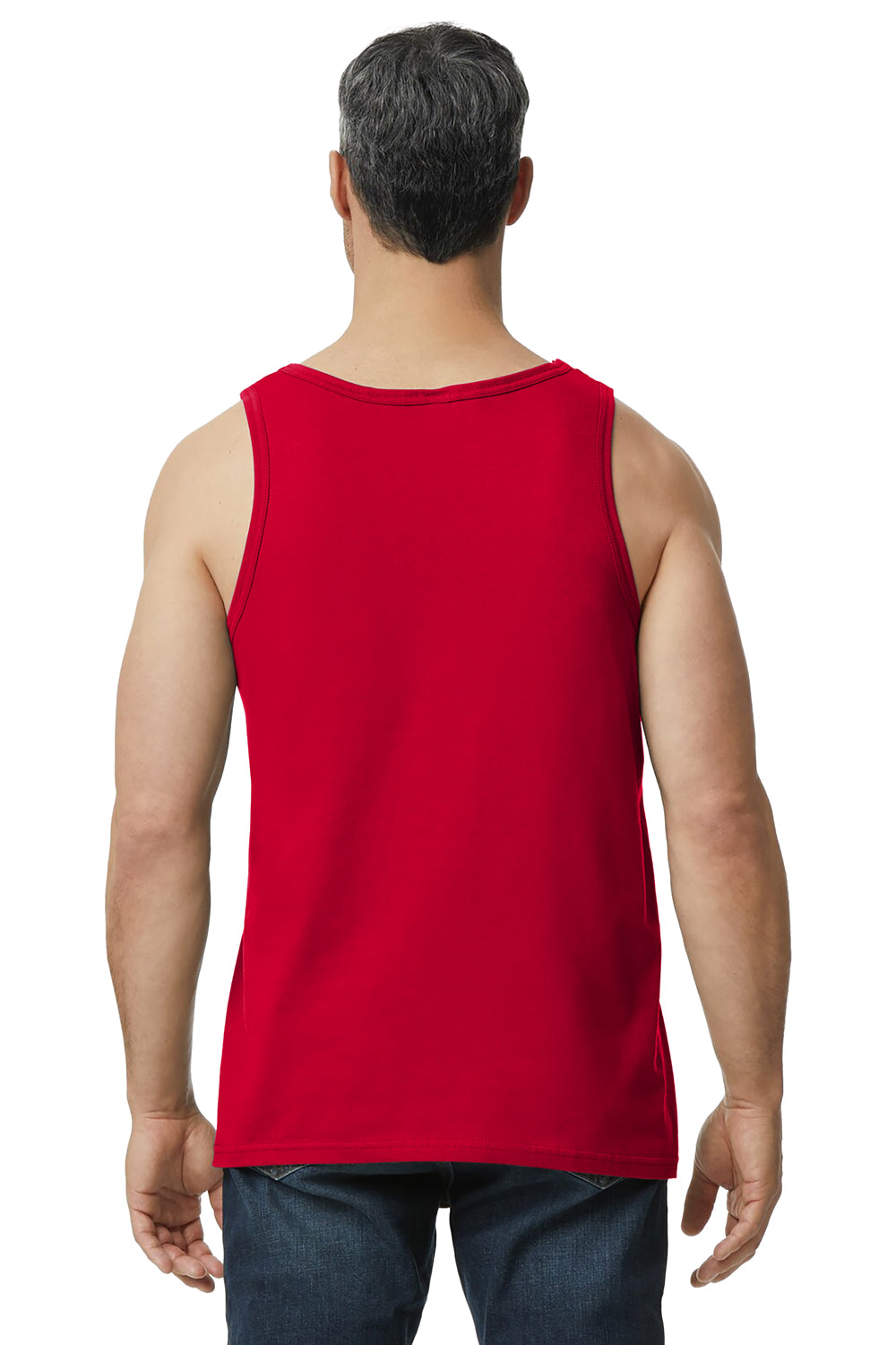 Gildan 64200 Mens Softstyle Tank Top Red Model Back