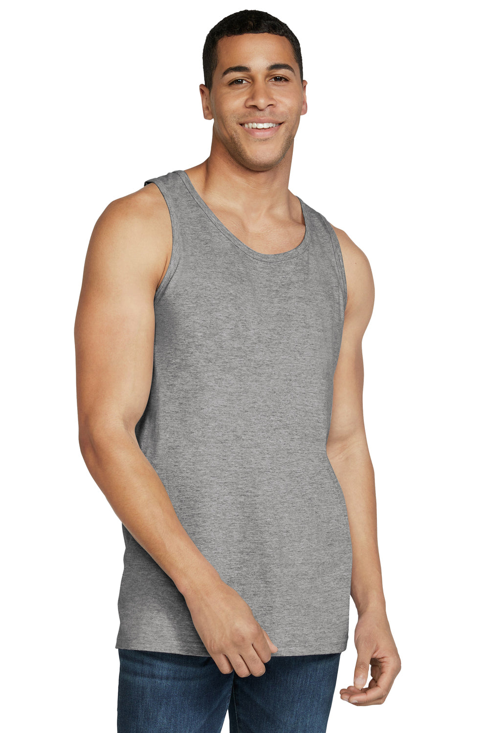 Gildan 64200 Mens Softstyle Tank Top Sport Grey Model Front