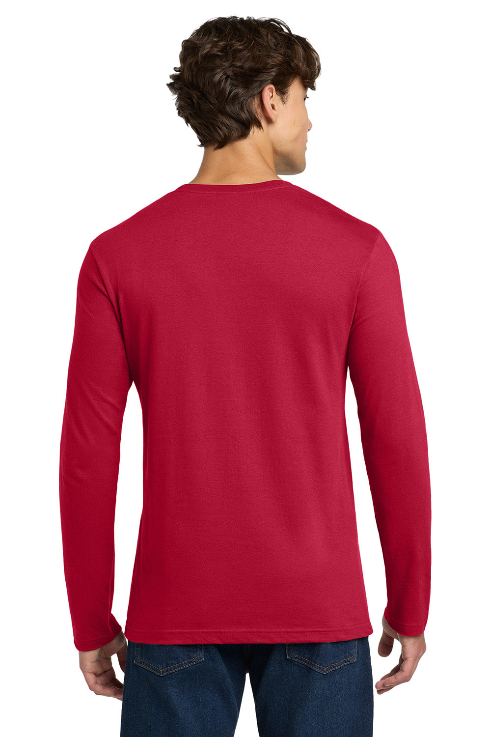 Gildan 64400/G644 Mens Softstyle Long Sleeve Crewneck T-Shirt Cherry Red Model Back