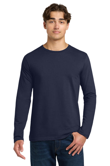 Gildan 64400/G644 Mens Softstyle Long Sleeve Crewneck T-Shirt Navy Blue Model Front