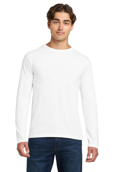 Gildan 64400/G644 Mens Softstyle Long Sleeve Crewneck T-Shirt White Model Front