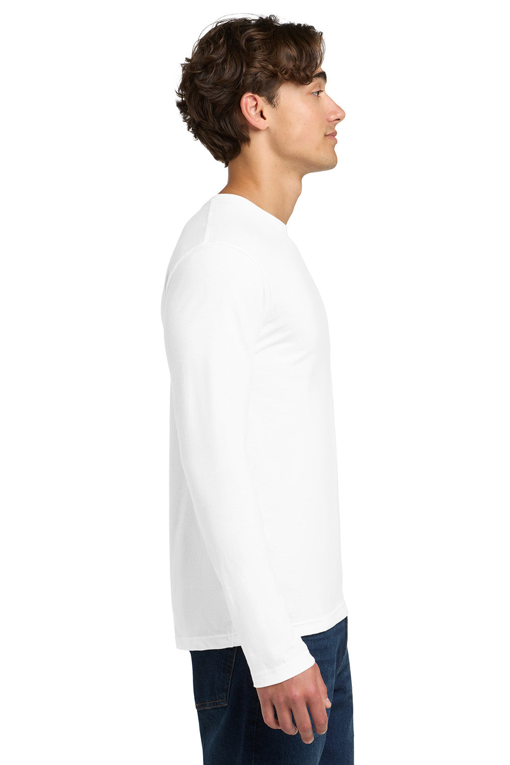 Gildan 64400/G644 Mens Softstyle Long Sleeve Crewneck T-Shirt White Model Side