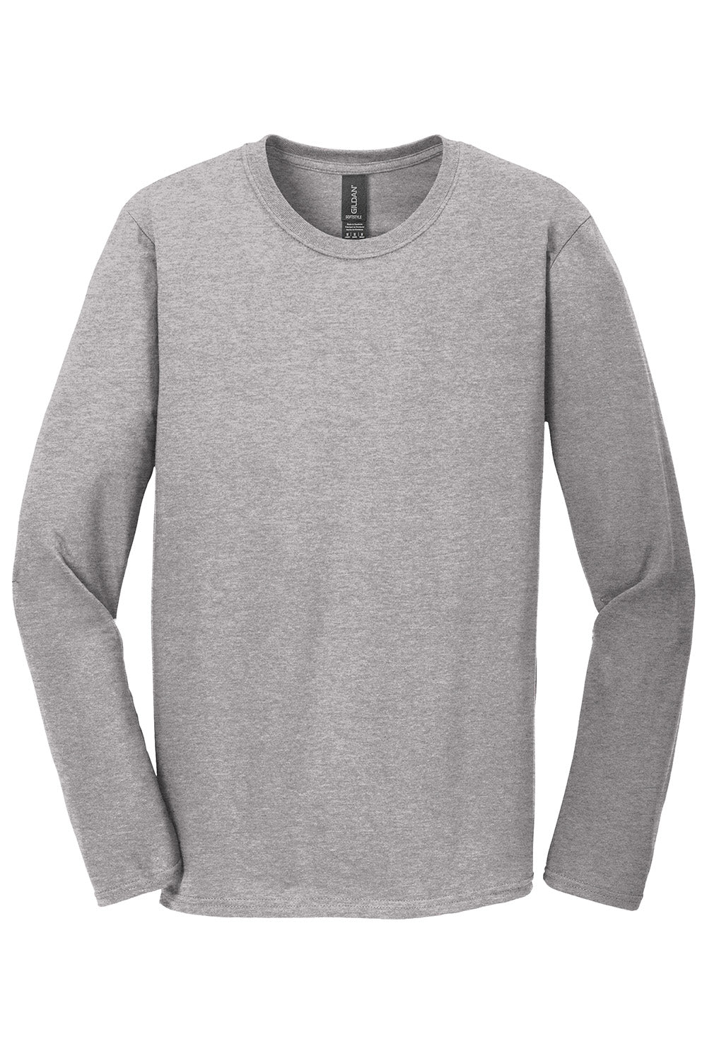 Gildan 64400/G644 Mens Softstyle Long Sleeve Crewneck T-Shirt Sport Grey Flat Front