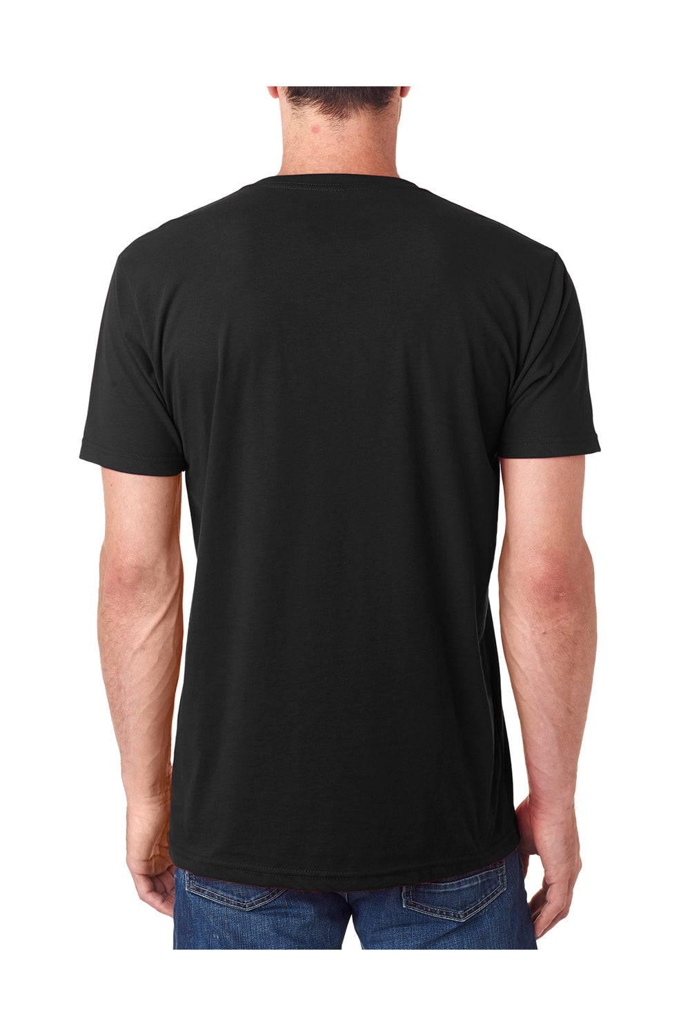 Next Level 6440 Mens Sueded Jersey Short Sleeve V-Neck T-Shirt Black Model Back