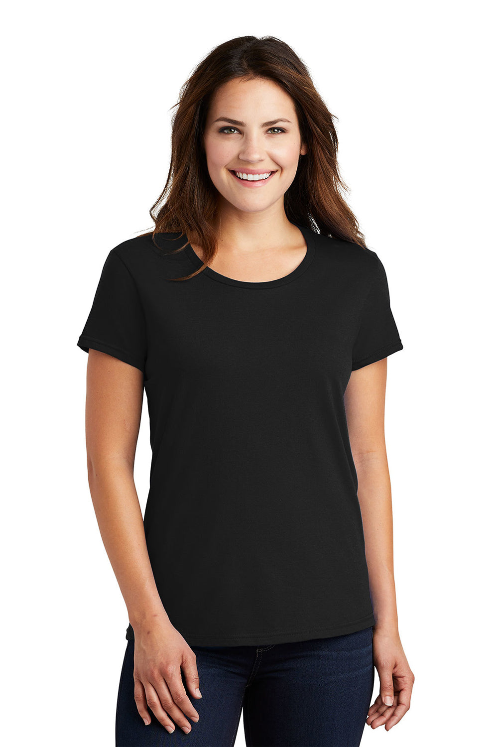 Gildan 880 Womens Short Sleeve Crewneck T-Shirt Black Model Front