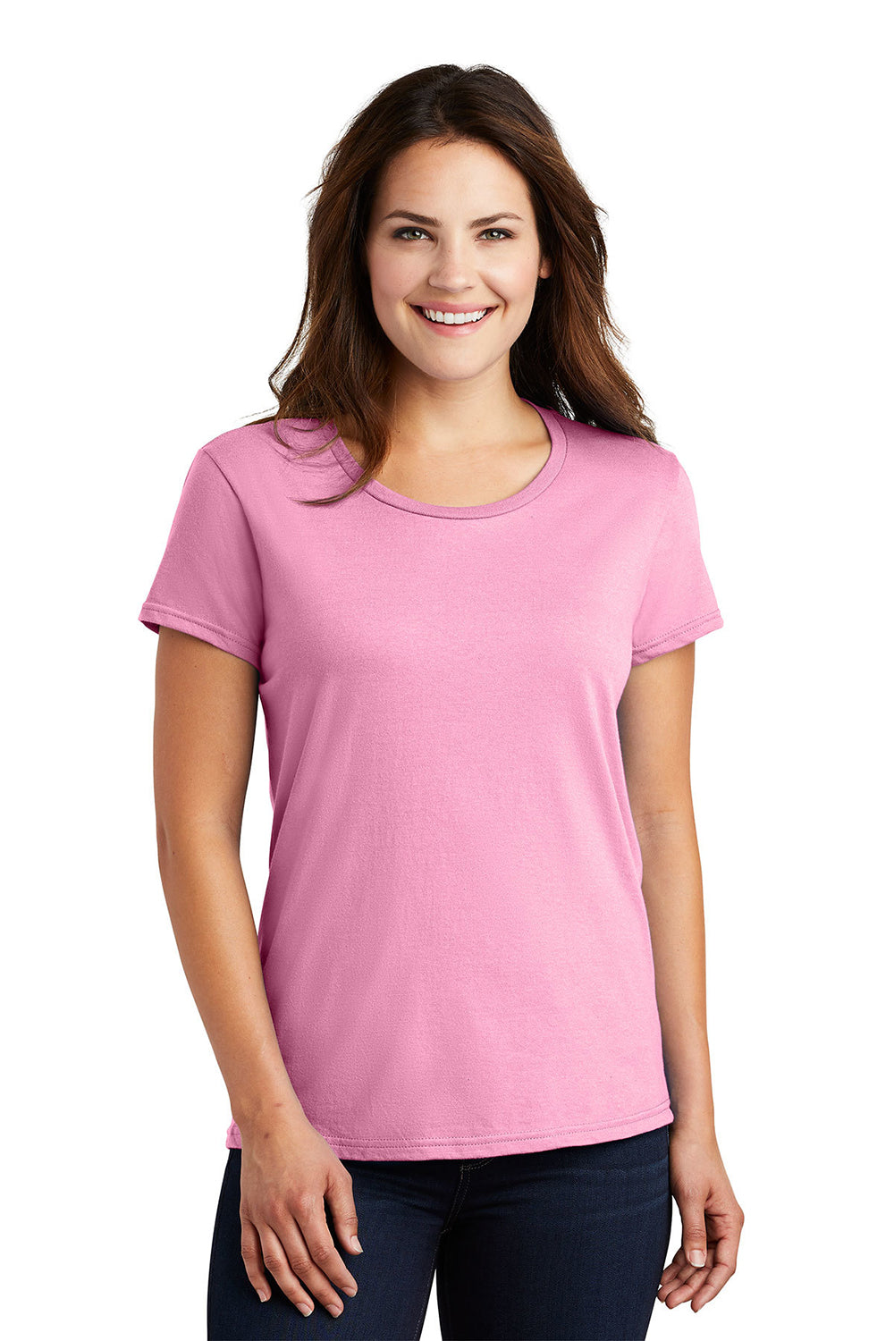 Gildan 880 Womens Short Sleeve Crewneck T-Shirt Charity Pink Model Front