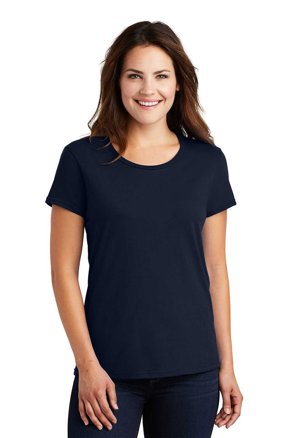 Gildan 880 Womens Short Sleeve Crewneck T-Shirt Navy Blue Model Front