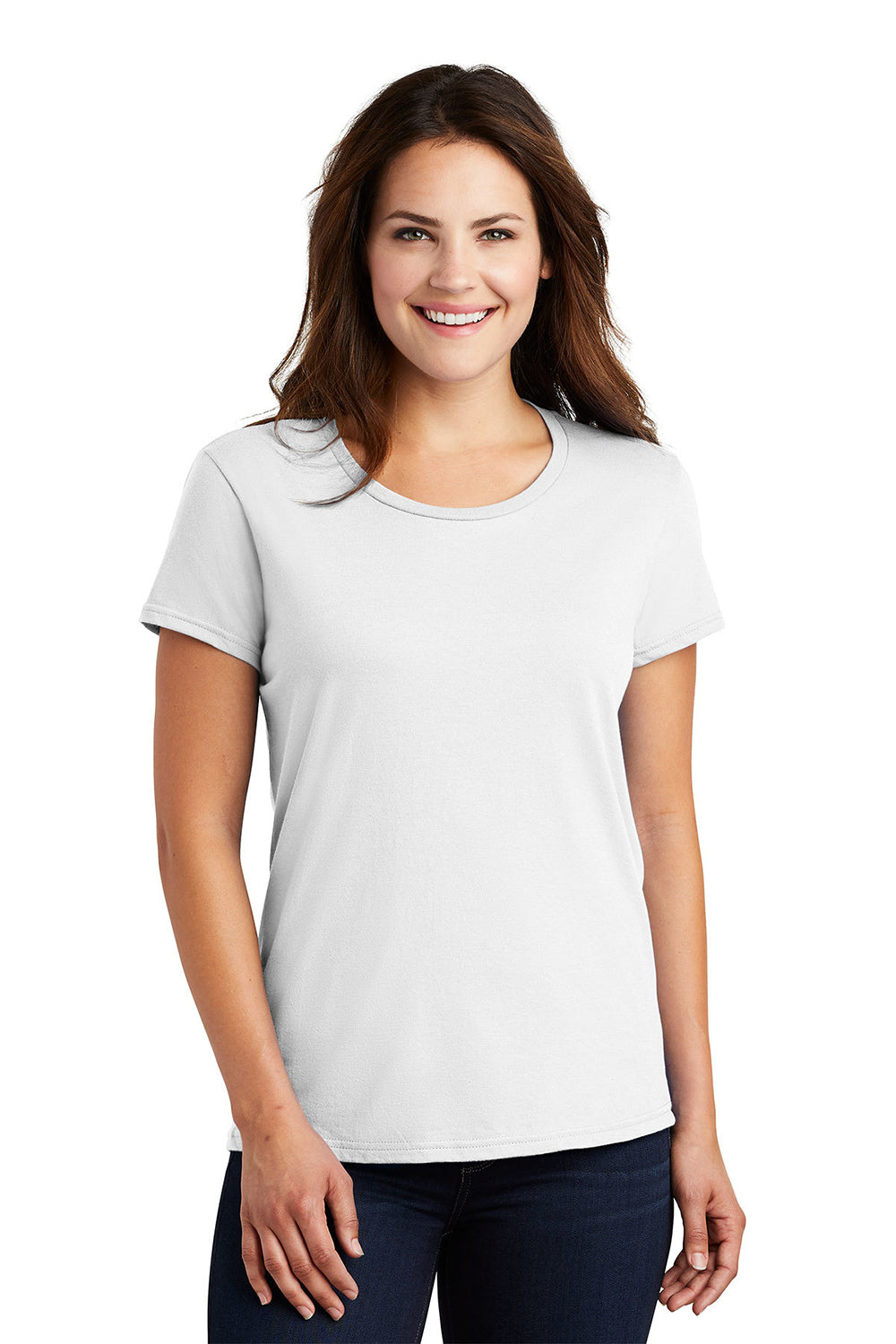 Gildan 880 Womens Short Sleeve Crewneck T-Shirt White Model Front