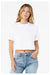 Bella + Canvas 6482 Womens Jersey Cropped Short Sleeve Crewneck T-Shirt White Model Front