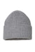 Atlantis Headwear OAK Mens Sustainable Chunky Rib Cuffed Beanie Light Grey Melange Flat Front