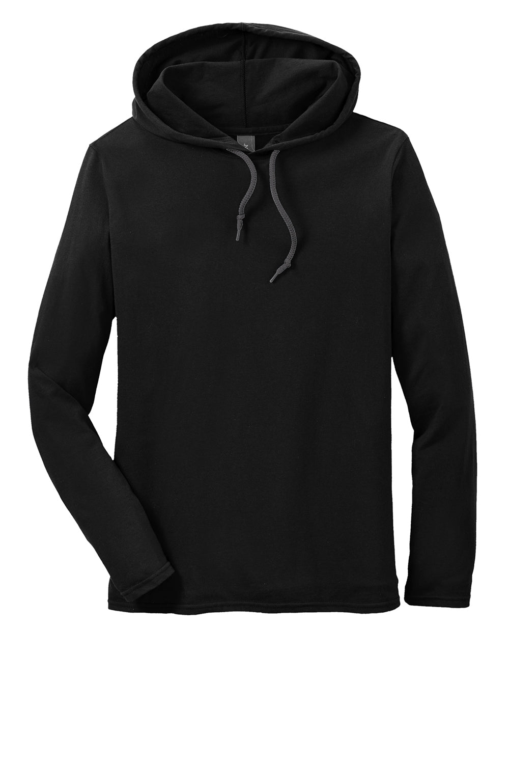 Gildan 987/987AN Mens Long Sleeve Hooded T-Shirt Hoodie Black/Dark Grey Flat Front