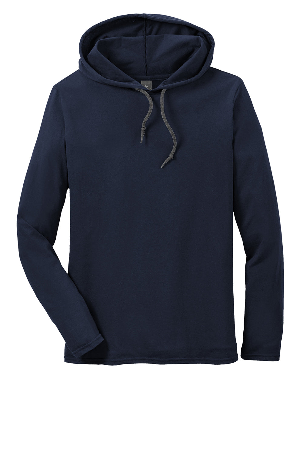 Gildan 987/987AN Mens Long Sleeve Hooded T-Shirt Hoodie Navy Blue/Dark Grey Flat Front