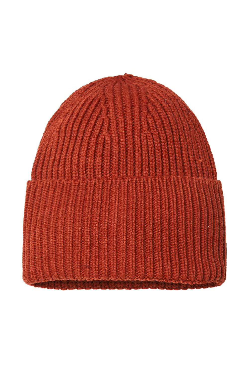 Atlantis Headwear OAK Mens Sustainable Chunky Rib Cuffed Beanie Rusty Flat Front