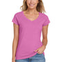 Gildan Womens Softstyle Short Sleeve V-Neck T-Shirt - Azalea Pink