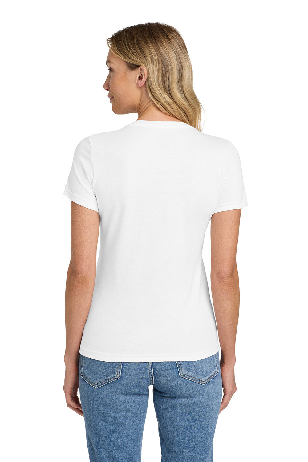 Gildan 64V00L/G64VL Womens Softstyle Short Sleeve V-Neck T-Shirt White Model Back