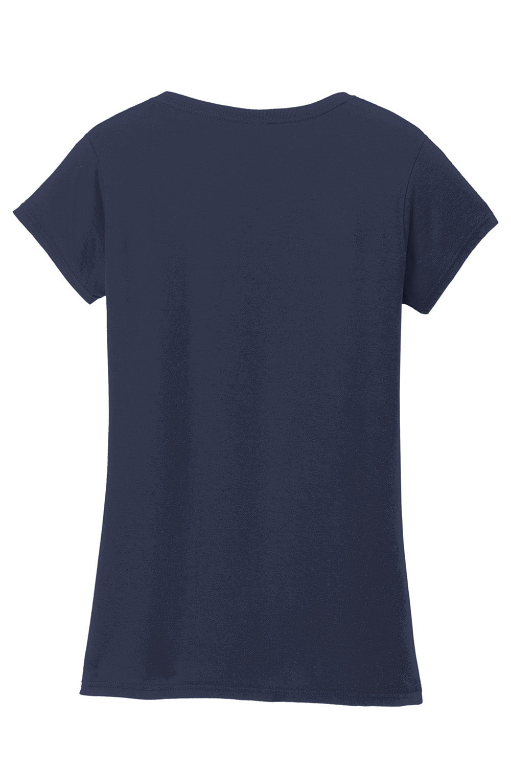 Gildan 64V00L/G64VL Womens Softstyle Short Sleeve V-Neck T-Shirt Navy Blue Flat Back