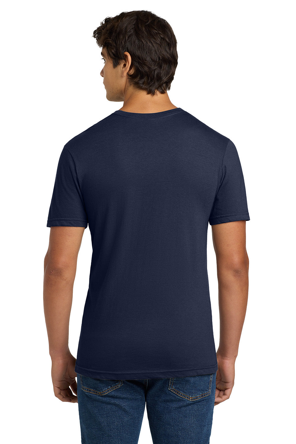 Gildan 64V00/G64V Mens Softstyle Short Sleeve V-Neck T-Shirt Navy Blue Model Back