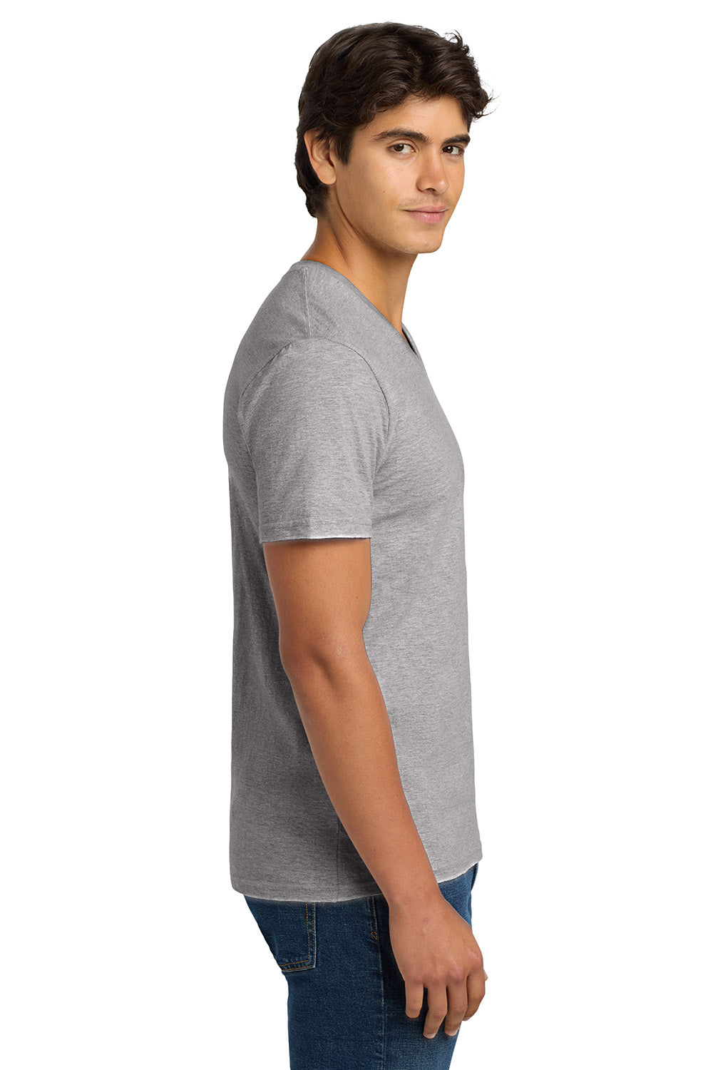 Gildan 64V00/G64V Mens Softstyle Short Sleeve V-Neck T-Shirt Sport Grey Model Side