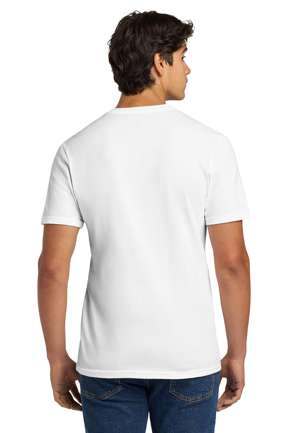 Gildan 64V00/G64V Mens Softstyle Short Sleeve V-Neck T-Shirt White Model Back