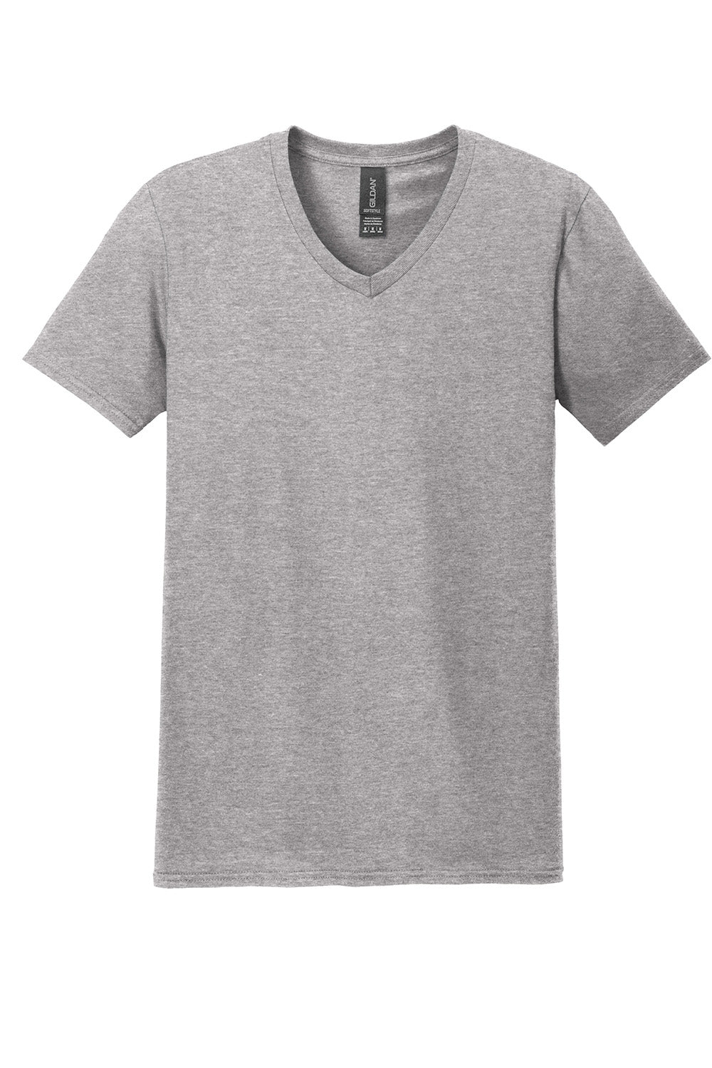 Gildan 64V00/G64V Mens Softstyle Short Sleeve V-Neck T-Shirt Sport Grey Flat Front