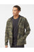 Independent Trading Co. EXP54LWZ Mens Full Zip Windbreaker Hooded Jacket Forest Green Camo Model Front