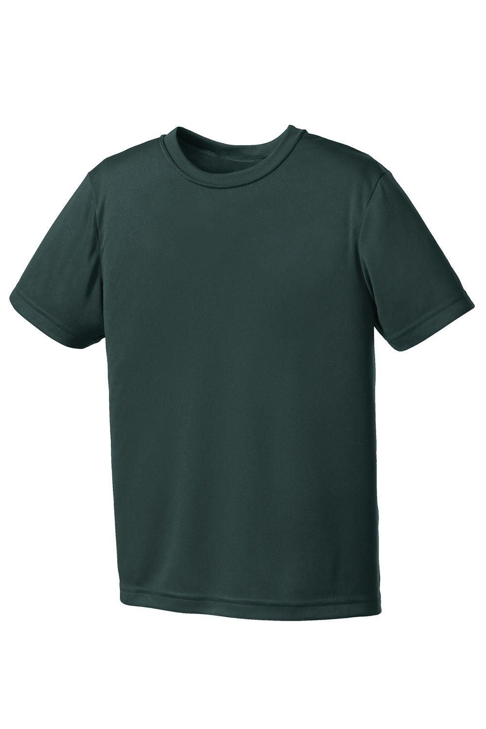 Port & Company PC380Y Youth Dry Zone Performance Moisture Wicking Short Sleeve Crewneck T-Shirt Dark Green Flat Front