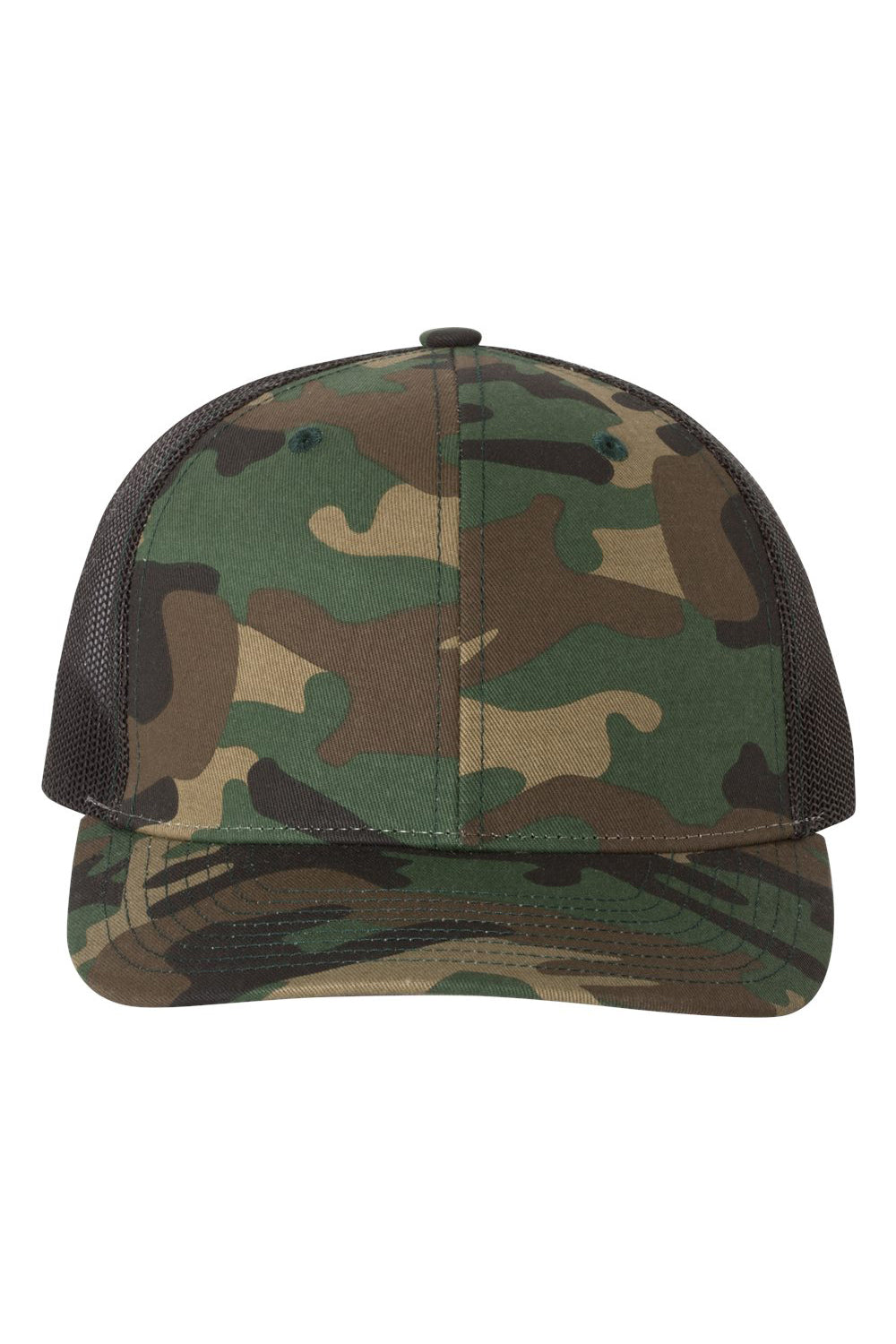 Richardson 112P Mens Printed Trucker Hat Army Camo/Black Flat Front