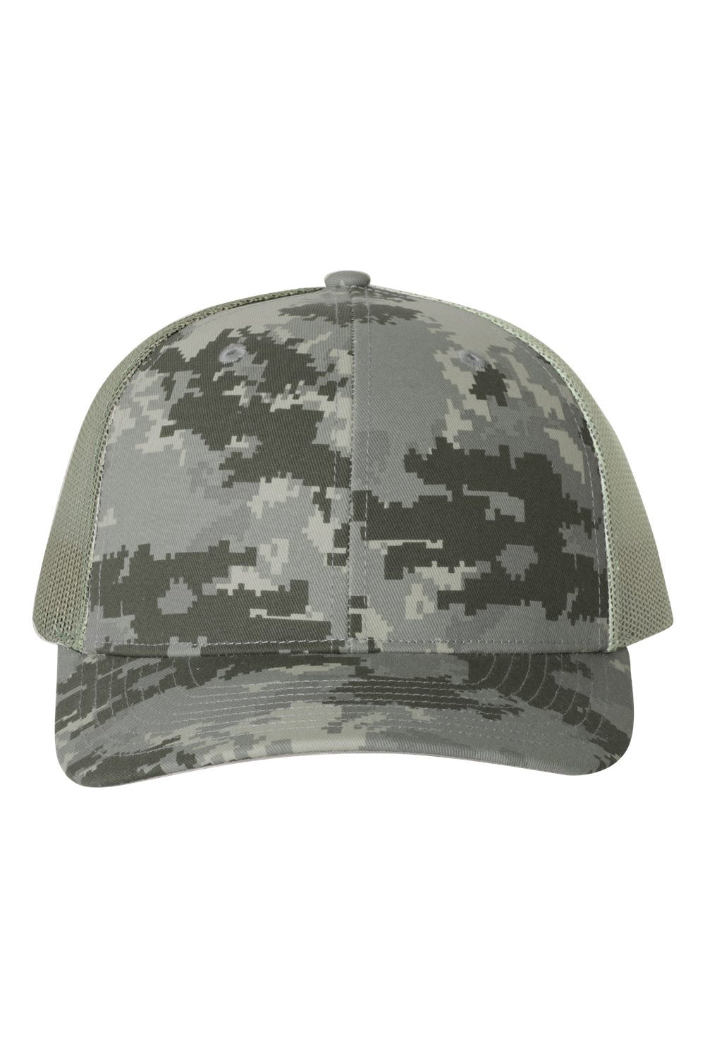 Richardson 112P Mens Printed Trucker Hat Military Digital Camo/Light Green Flat Front