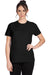 Next Level 6600 Womens Relaxed CVC Short Sleeve Crewneck T-Shirt Black Model Front