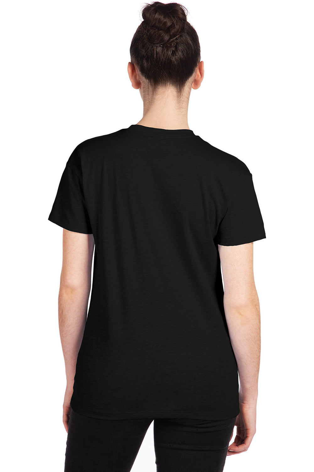 Next Level 6600 Womens Relaxed CVC Short Sleeve Crewneck T-Shirt Black Model Back