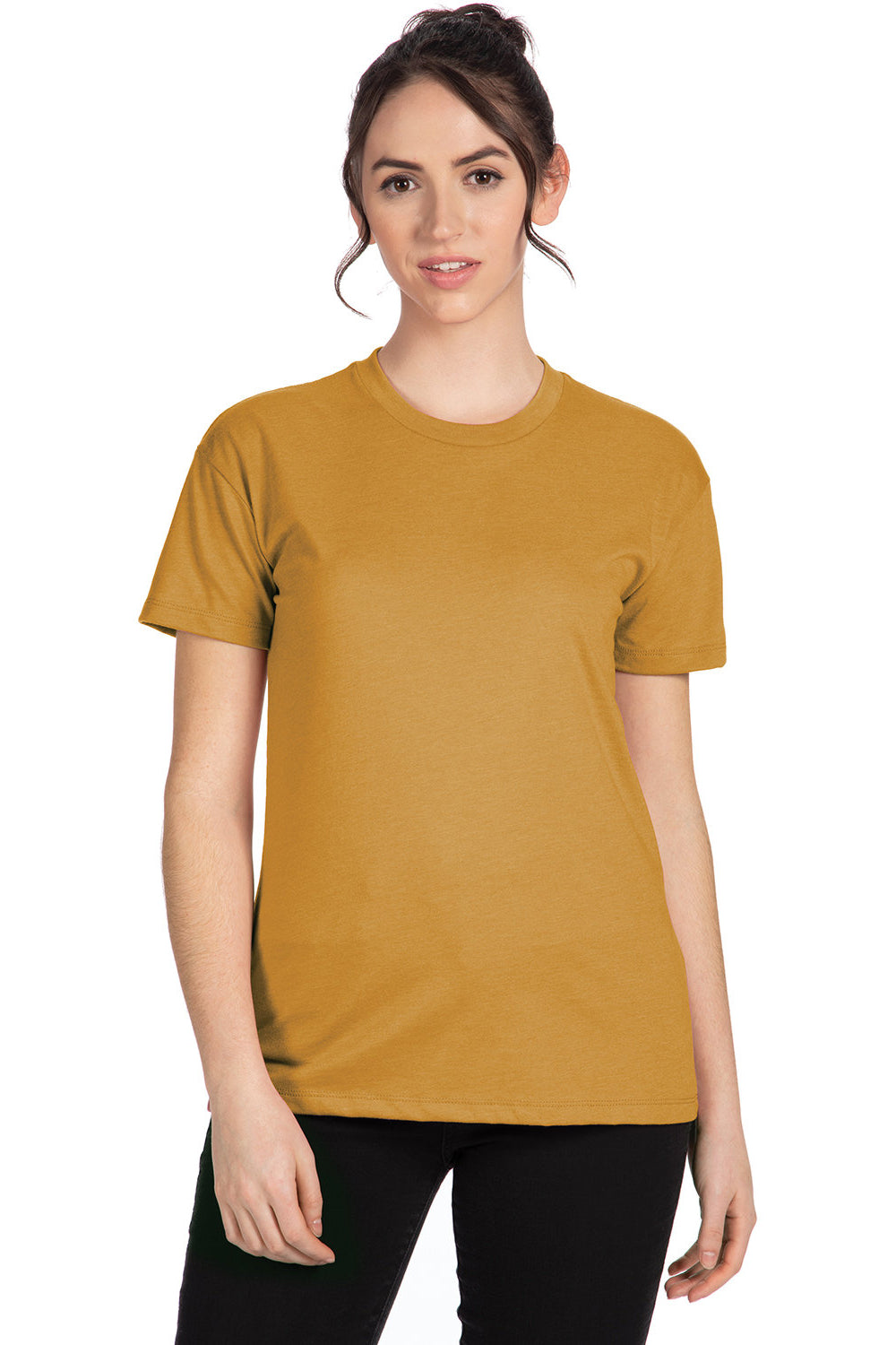 Next Level 6600 Womens Relaxed CVC Short Sleeve Crewneck T-Shirt Antique Gold Model Front