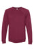 Bella + Canvas BC3901/3901 Mens Sponge Fleece Crewneck Sweatshirt Maroon Flat Front