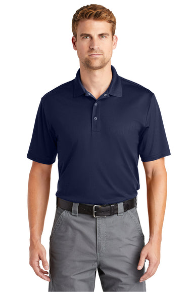 CornerStone CS421 Mens Gripper Moisture Wicking Short Sleeve Polo Shirt True Navy Blue Model Front