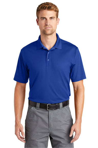 CornerStone CS421 Mens Gripper Moisture Wicking Short Sleeve Polo Shirt True Royal Blue Model Front