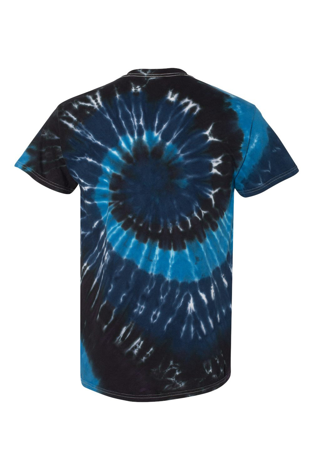 Dyenomite 200MS Mens Spiral Tie Dyed Short Sleeve Crewneck T-Shirt Deep Sea Flat Back