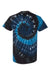 Dyenomite 200MS Mens Spiral Tie Dyed Short Sleeve Crewneck T-Shirt Deep Sea Flat Back