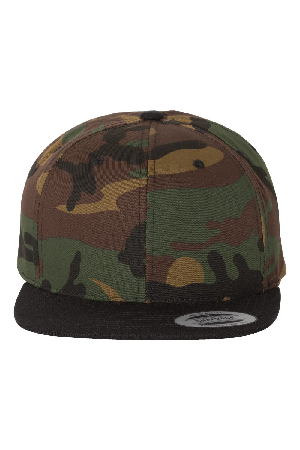 Yupoong 6089M Mens Premium Flat Bill Snapback Hat Camo/Black Flat Front