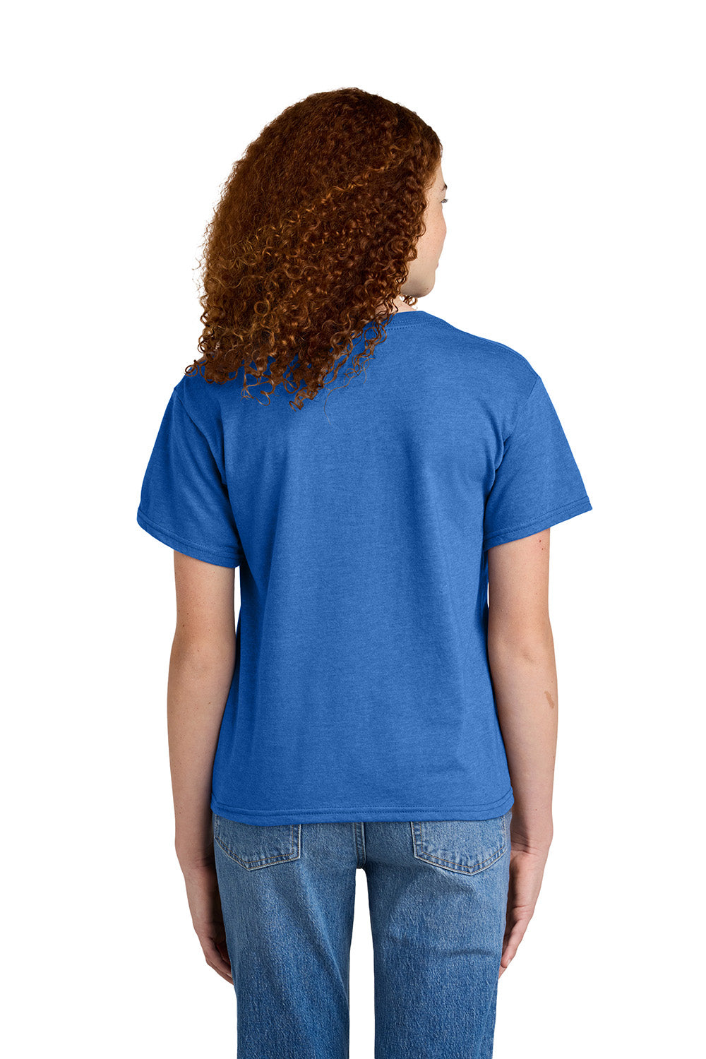 Gildan 67000B Youth Softstyle CVC Short Sleeve Crewneck T-Shirt Royal Blue Mist Model Back