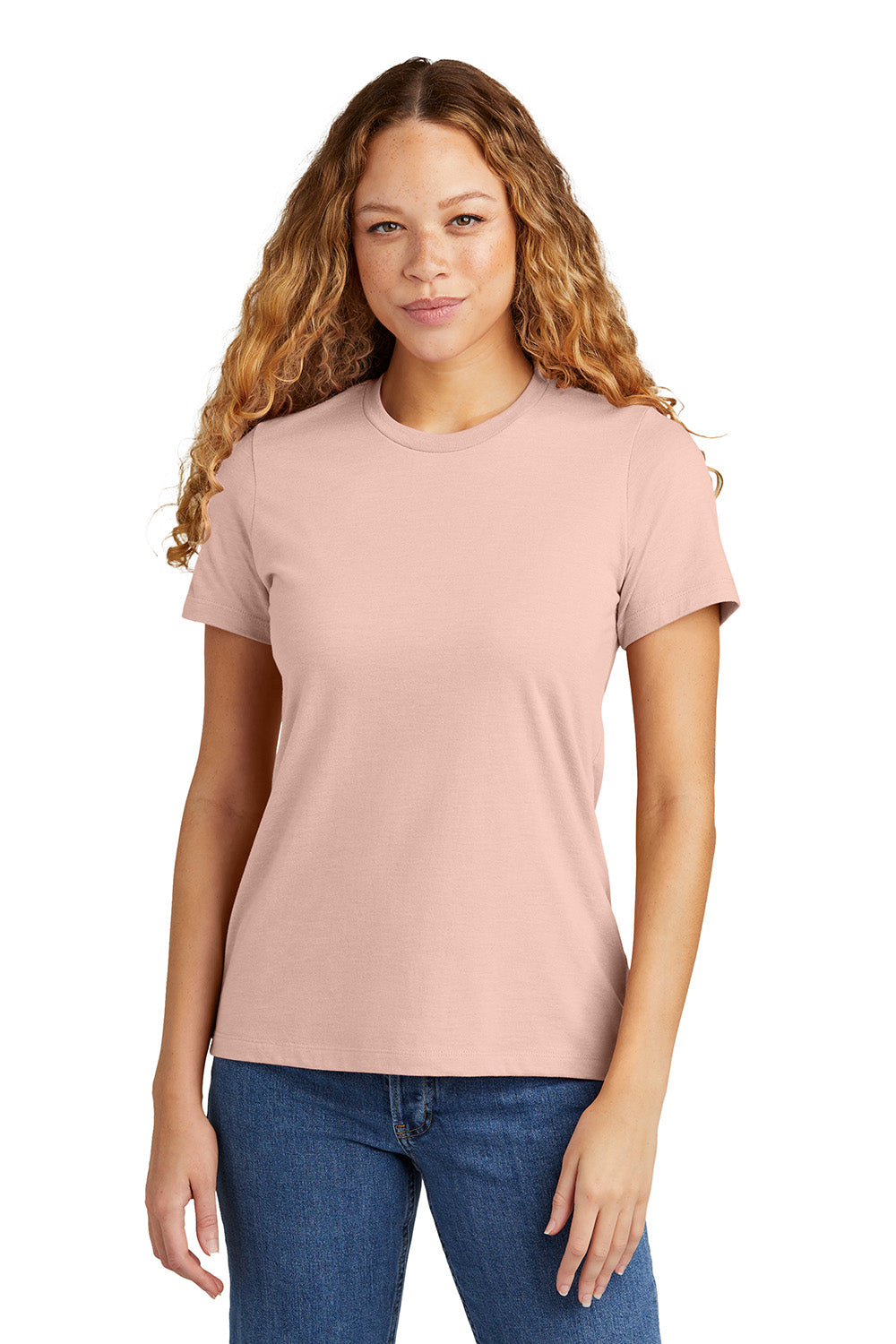 Gildan G670L/67000L Womens Softstyle CVC Short Sleeve Crewneck T-Shirt Dusty Rose Pink Model Front