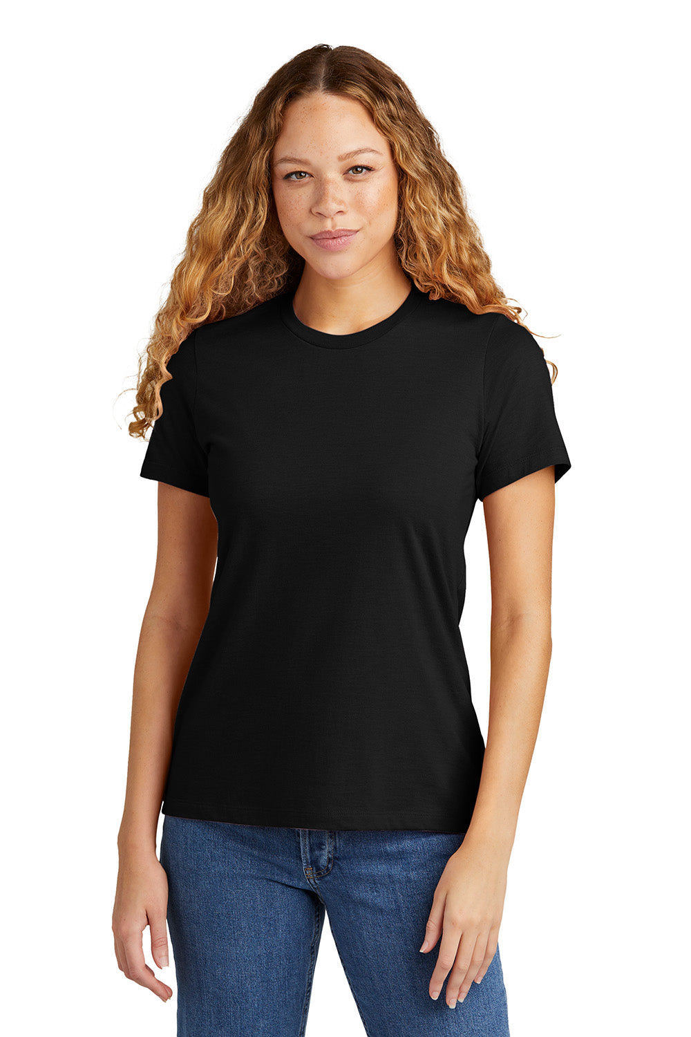 Gildan G670L/67000L Womens Softstyle CVC Short Sleeve Crewneck T-Shirt Pitch Black Model Front