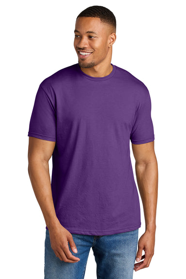 Gildan G670/67000 Mens Softstyle CVC Short Sleeve Crewneck T-Shirt Amethyst Purple Model Front