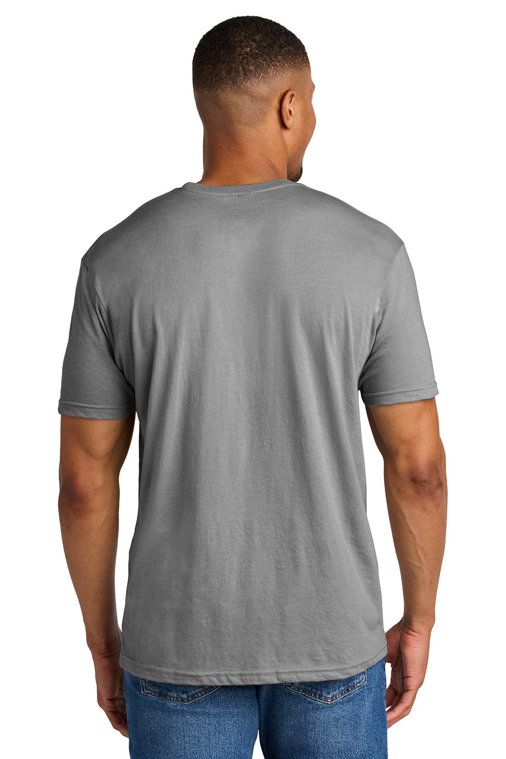 Gildan G670/67000 Mens Softstyle CVC Short Sleeve Crewneck T-Shirt Cement Grey Model Back