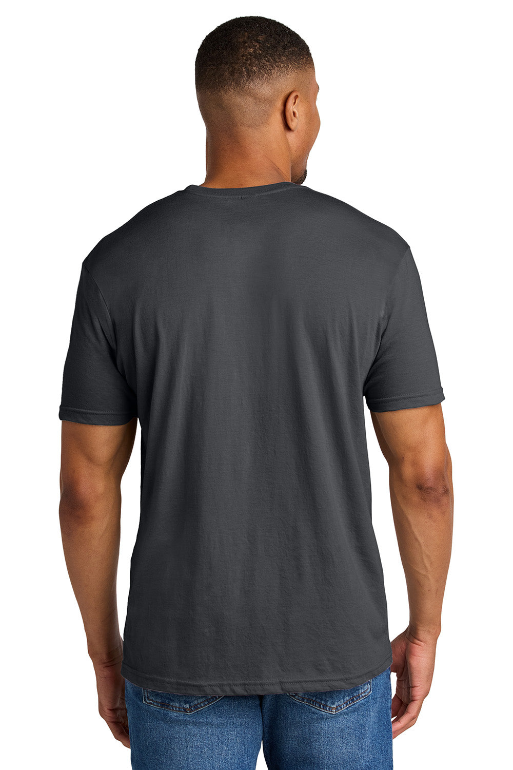 Gildan 67000/G670 Mens Softstyle CVC Short Sleeve Crewneck T-Shirt Heather Dark Grey Model Back