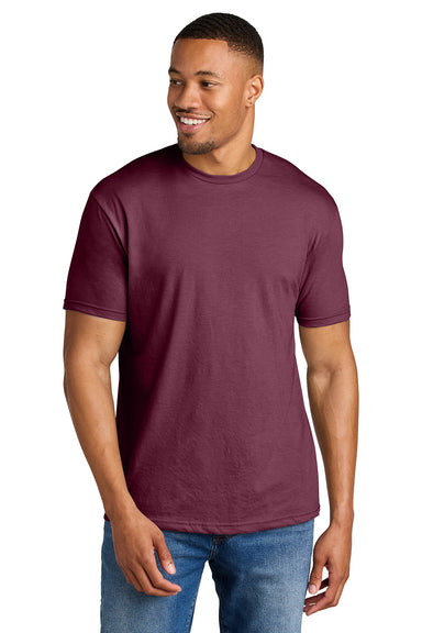 Gildan G670/67000 Mens Softstyle CVC Short Sleeve Crewneck T-Shirt Maroon Mist Model Front