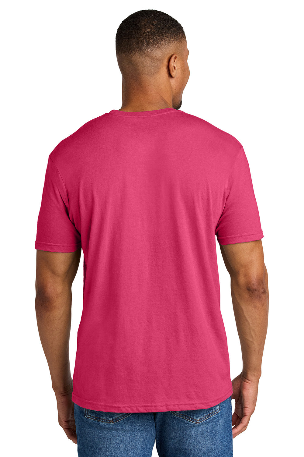 Gildan 67000/G670 Mens Softstyle CVC Short Sleeve Crewneck T-Shirt Pink Lemonade Mist Model Back