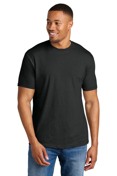 Gildan G670/67000 Mens Softstyle CVC Short Sleeve Crewneck T-Shirt Pitch Black Mist Model Front