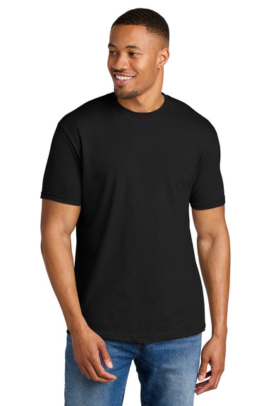 Gildan G670/67000 Mens Softstyle CVC Short Sleeve Crewneck T-Shirt Pitch Black Model Front