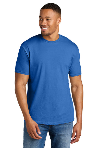 Gildan G670/67000 Mens Softstyle CVC Short Sleeve Crewneck T-Shirt Royal Blue Mist Model Front