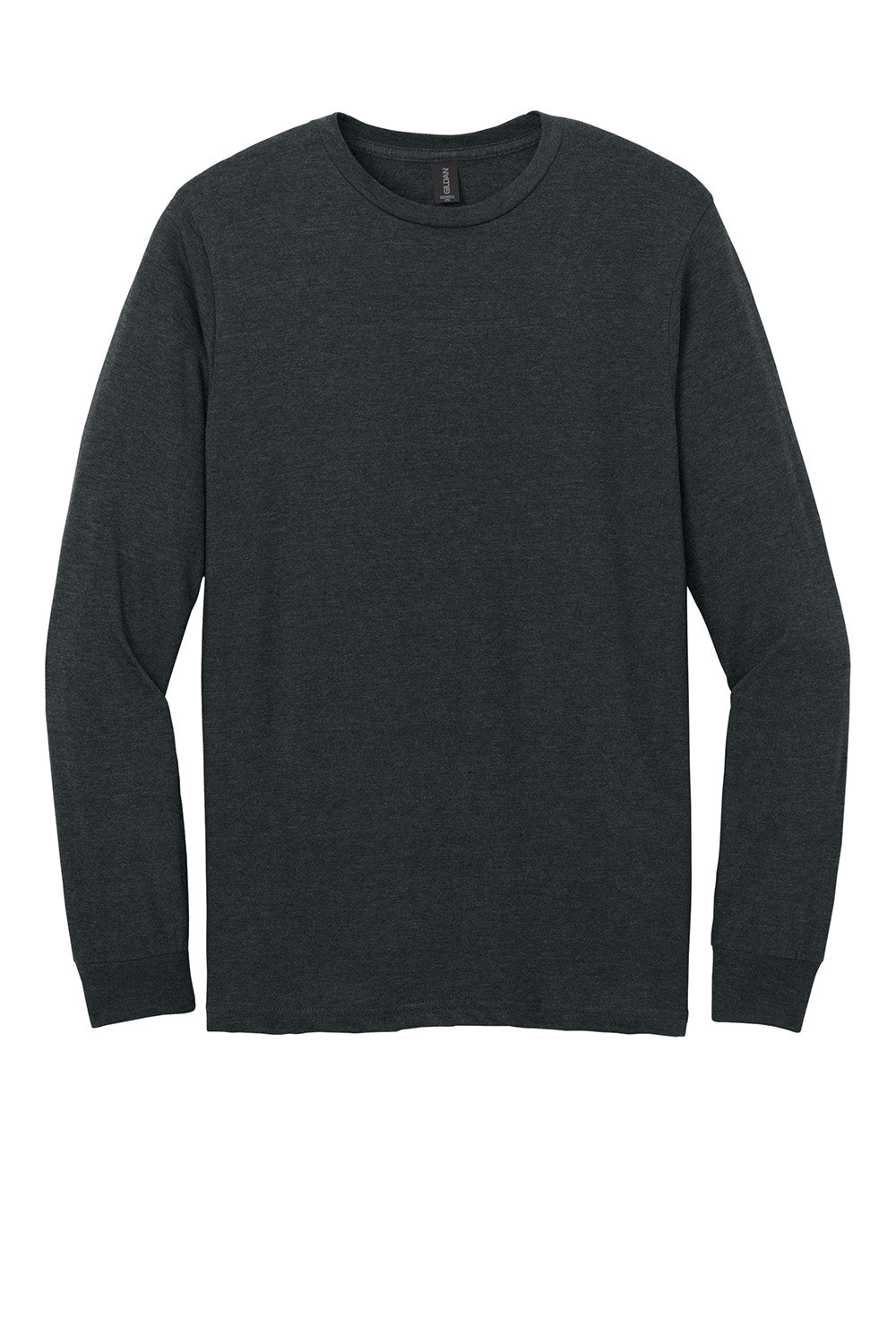 Gildan 67400 Mens Softstyle CVC Long Sleeve Crewneck T-Shirt Pitch Black Mist Flat Front