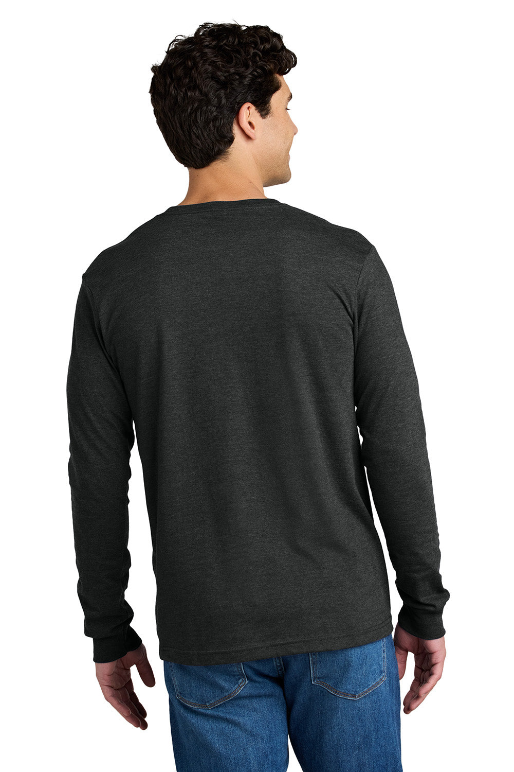 Gildan 67400 Mens Softstyle CVC Long Sleeve Crewneck T-Shirt Pitch Black Mist Model Back